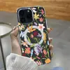 Case Transparente Colorido Floral de Alta Qualidade para iPhone 16 Magsafe Apple 17Pm Case Rígido Lançamento Transfronteiriço