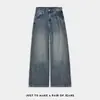 Calça larga masculina com lavagem desgastada estilo retrô americano, novo estilo outono 2026, calça comprida, jeans reto unissex da moda