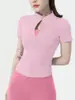 Roupa de Yoga para Mulheres com Gola Alta e Manga Curta, Jaqueta Esportiva Profissional para Primavera e Verão, Secagem Rápida, Respirável, Justa ao Corpo, Fato Fitness Emagrecedor