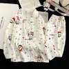 Conjunto de ropa de casa para niños, pijamas para niños y niñas, ropa de algodón con patrón de nubes para bebé con aire acondicionado, pijamas finos de verano