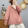 Nova Camisa com Capuz de Manga Longa Solta de Gaze de Algodão Dupla Camada Estilo Japonês Mori Girl para Mulheres Top Versátil MHT Primavera e Outono de 2026