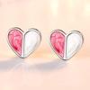 Aretes Elegantes para Mujer con Gotas de Pegamento de Cristal de Moda Simple, Forma de Corazón Dulce y Linda, Plateados