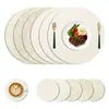 Manteles individuales de cuero texturizado de piel de vaca de doble cara, posavasos para tazas de té, manteles impermeables y resistentes al aceite, tapetes resistentes al calor para restaurantes occidentales, tapetes para cuencos y posavasos para tazas