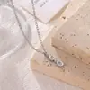Estilo Japonés Entrada Lujo Cadena de Clavícula para Mujer Colgante Cuadrado Vertical de Diamante con Cadena de Clavícula de Diamante Elevador con Diamante