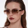 Gafas de sol de moda sin montura con borde cortado para mujer, Gafas de metal versátiles personalizadas, Gafas con protección UV, Sensación de alta gama
