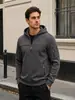Sudadera con capucha y media cremallera para hombre transfronteriza, sudadera de trabajo para hombre europea y americana con múltiples bolsillos con cremallera, engrosada para otoño e invierno