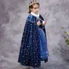 Capa Nueva de Hielo y Nieve Capa Ropa Exterior Chal Elsa Princesa Otoño e Invierno Niños Cordones Cálido Niños Medianos y Grandes