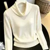 Otoño Temprano Blanco Estilo Coreano Cuello Alto Manga Larga Tejido Básico Otoño Adelgazante Nuevo Estilo Top Versátil de Gama Alta