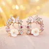 Pendientes de Corona de Mariposa Sencillos Estilo Coreano Luo Chen, Diseño de Nicho Dulce y Fresco, Elegantes Pendientes con Incrustaciones de Circonita