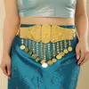 Moda Nueva Bohemia Cadena de Cintura Dorada con Monedas y Borlas Decoración de Cintura Metálica Hueca Cadena Simple para el Cuerpo Directo