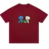 Camiseta de Manga Corta Unisex Estampado Lindo de Gato y Perro de Dibujos Animados de Seda de Leche Ropa para Pareja Top de Verano para Estudiante