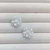 Pendientes pequeños de esmalte con forma de flor, estilo vintage francés, con incrustaciones de diamantes y pasadores de plata 925, temática del bosque, exquisitos, versátiles y de alta gama.