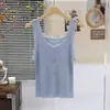 Nova Coleção Primavera e Verão Doce Renda Vazada Tricô Fino Camisola para Mulheres, Adequada para Uso Interno e Externo, Top Sem Mangas
