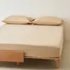 Sábana de Algodón Cepillado de Alto Hilo 100S para Cama Doble Sábana Ajustable Cubrecama de Color Sólido Simple Ropa de Cama Gruesa para Otoño e Invierno Pieza Única