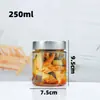 Botella Redonda de Vidrio con Tapa Alta para Pepinillos Botella para Mermelada Transparente Frasco Sellado para Almacenamiento de Salsa Picante Durazno Amarillo Enlatado Embotellado