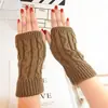 Guantes de Lana Estilo Coreano para Otoño e Invierno para Hombres y Mujeres, Cortos, Sencillos, Dedos al Descubierto para Escribir, Patrón Vertical, Guantes Cortos de Doble Capa