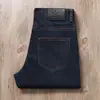 Jeans Slim Reto Masculino Azul Escuro Ultra-Fino Respirável Fresco Confortável Cintura Média Elástico Refrescante Verão 2026
