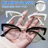 Nuevo Marco de Gafas Estilo Ojo de Gato Europeo y Americano Gafas de Lectura Diarias Elegantes Personalizadas para Mujer, Gafas sin Graduación Anti-Luz Azul
