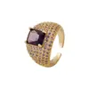 Distrito Lu Moda de Lujo Ligero Europeo y Americano Joyería de Cobre Anillo de Diamante Temperamento de Celebridad de Internet Versátil Estilo Británico Accesorio de Mano