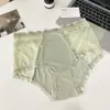 Nova Seleção de Calcinhas Femininas Sexy com Renda Vazada nas Bordas, Seda Gelada Costurada com Renda em Formato de Coração, Roupa Íntima Feminina de Cobertura Total