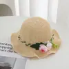 Sombrero de Sol para Vacaciones en la Playa para Niños, Sombrero de Sol para Exteriores de Verano, Sombrero de Paja Tejido a Crochet con Guirnalda Floral, Hueco y Transpirable