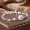 Pulseira de Prata e Pérola para Mulheres, Estilo Coreano, Tendência do Instagram, Luxo Leve, Fashion, Versátil, Design de Nicho, Sensação de Alta Qualidade, Atacado