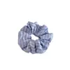 Goma para el pelo tipo scrunchie de tela a rayas azules y blancas estilo coreano, Accesorio para el cabello refrescante y versátil para niñas, Adecuado para coletas y moños