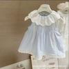 Ropa de Verano para Niñas Estilo Coreano Envolvente Ropa de Pedos Vestido de Liebre Bebé Bebé Combinación con Todo Delgada Cuello de Muñeca Princesa Sin Mangas Delgada