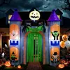Castelo Inflável de Casa Assombrada de Halloween de 2,4 Metros com Arco de Abóbora Fantasma e Luzes LED para Decoração de Jardim Externo