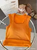 Colete de Cor Sólida com Costura de Cor Contrastante Alça Larga no Ombro com Bojo Estilo Coreano para Outono Antecipado Elegante Top Básico com Bojo Interno