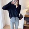 Camiseta de Manga Larga Holgada de Dos Piezas Falsas con Rayas Blancas y Negras con Sentido del Diseño de Bienestar para Mujer Top Camiseta Base para Mujer J0318D