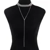 Collar Gargantilla de Doble Capa con Diamantes Completos para Mujer, Lujo Ligero y Sensación de Alta Gama, Collar Brillante en Forma de Y con Diamantes, Cadena para Clavícula para Vestido de Fiesta al por Mayor