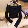 Moda Transfronteriza Femenina Europea y Americana 2026 Nuevo Estilo Puro Deseo Estilo Maduro Ajustado Top de Manga Larga con Adorno Completo de Diamantes de un Hombro