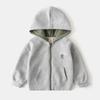 Moletom com Capuz Infantil 2026 Novo Estilo Coreano Roupas Infantis Cinza Claro Jaqueta com Zíper para Meninos Cardigan para Bebê Top Venda por Atacado