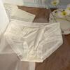 Ropa interior de seda de hielo para mujer, sin costuras, transpirable, antibacteriana, entrepierna, sexy, cintura media, gran valor facial, encaje puro, bragas para chicas jóvenes