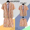 Camisa de Praia Masculina Ins Verão Solta Manga Curta Conjunto de Shorts Tendência e Bonito Roupa Floral de Praia para Casal
