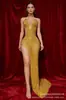 Vestido de noite europeu e americano transfronteiriço sexy de aniversário com strass brilhante, traje de performance deslumbrante francês elegante e glamoroso até o chão