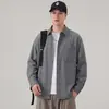 Camisa de Manga Larga para Hombre 2026 Otoño Nueva Raya Solapa Casual Tendencia Japonesa Retro Parche Bordado Chaqueta Algodón