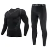 Leggings térmicas de inverno para fitness e esportes, camada de base masculina de alta elasticidade com forro de fleece para corrida e basquete, conjunto de roupa íntima para treinamento e modelagem corporal