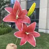 Flores de Lirio Artificiales Pegadas de 3 Cabezas Estilo Camión para Boda y Decoración del Hogar Venta al por Mayor