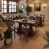 Conjunto de mesa e cadeiras de café estilo retrô, mesa de madeira maciça e azulejo cerâmico, adequado para lojas de sobremesas, padarias, uso comercial, restaurantes ocidentais modernos, mesas e cadeiras de jantar