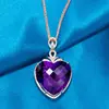 Colgante Yihua corazón de durazno amatista morado diamante colgante de topacio natural cristal azul morado Estrella del Océano colgante en forma de corazón