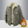 Chaqueta de pana con forro de polar para hombre, talla grande, transfronteriza, patrón invernal desgastado, marca de tendencia, de alta gama, corte holgado, con cuello, abrigo de algodón
