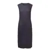 Vestido de Verão Feminino Estilo Miyake com Toque de Luxo, Gola Redonda, Vestido Regata sem Mangas, Simples e Versátil, Comprimento Médio, Vestido Bodycon Estiloso