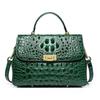 Bolsa Feminina com Padrão de Crocodilo, Bolsa Transversal de Ombro Feminina em Couro Genuíno, Bolsa de Mão em Couro Bovino de Primeira Camada, Venda Direta da Fábrica, Bolsa Feminina de Couro de Crocodilo