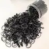 Goma Negra Desechable para el Cabello de Mujer tamaño pequeño Estuche de Cuero Alta Elasticidad Duradero Cuerda para el Cabello Anillo para el Cabello