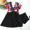 Nuevo Traje de Baño Enterizo Estilo Europeo y Americano para Mujer, Oculta el Vientre, Adelgazante, Vacaciones, Aguas Termales, Traje de Baño Huludao al por Mayor