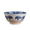 Conjunto de Tigela e Prato de Porcelana Azul e Branco, Tigelas e Pratos com Cor Sob Esmalte, Louça de Peônia, Tigela de Arroz, Tigela de Sopa, Cerâmica de Alta Temperatura, Novo Estilo Chinês com Padrão de Peônia no Prato