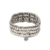 Pulsera de Disco Redondo de Metal Multicapa Francesa Estilo Bohemio Plata Retro Lujo Ligero Pulseras Apilables Joyería de Moda de Gama Alta