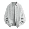 2026 Novo Suéter Casual Masculino Vintage para Outono/Inverno, com Gola Reversível e Ponto Trançado, Blusa Casual Plus Size